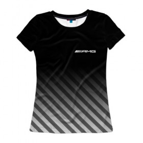 Женская футболка 3D с принтом AMG в Санкт-Петербурге, 100% полиэфир ( синтетическое хлопкоподобное полотно) | прямой крой, круглый вырез горловины, длина до линии бедер | mercedes | марка | машины | мерседес