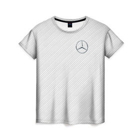 Женская футболка 3D с принтом MERCEDES BENZ CARBON в Санкт-Петербурге, 100% полиэфир ( синтетическое хлопкоподобное полотно) | прямой крой, круглый вырез горловины, длина до линии бедер | amg | mercedes | марка | машины | мерседес
