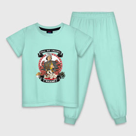 Детская пижама хлопок с принтом Махно Нестор Иванович в Санкт-Петербурге, 100% хлопок |  брюки и футболка прямого кроя, без карманов, на брюках мягкая резинка на поясе и по низу штанин
 | анархизм | анархия | ачк | гражданская война | махно | революция
