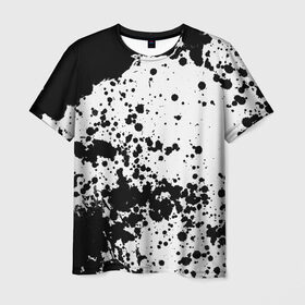 Мужская футболка 3D с принтом Черно-белые капли в Санкт-Петербурге, 100% полиэфир | прямой крой, круглый вырез горловины, длина до линии бедер | abstraction | watercolor | абстракция красок | акварель | брызги красок | живопись | краска | потертость красок | размытые краски | текстуры | черно белый | яркие | яркие краски