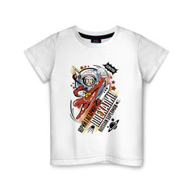 Детская футболка хлопок с принтом Юрий Гагарин в Санкт-Петербурге, 100% хлопок | круглый вырез горловины, полуприлегающий силуэт, длина до линии бедер | Тематика изображения на принте: 12 апреля | в космосе | день | космонавт | космонавтики | первый | человек