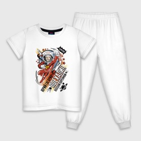 Детская пижама хлопок с принтом Юрий Гагарин в Санкт-Петербурге, 100% хлопок |  брюки и футболка прямого кроя, без карманов, на брюках мягкая резинка на поясе и по низу штанин
 | Тематика изображения на принте: 12 апреля | в космосе | день | космонавт | космонавтики | первый | человек