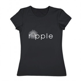 Женская футболка хлопок с принтом Ripple в Санкт-Петербурге, 100% хлопок | прямой крой, круглый вырез горловины, длина до линии бедер, слегка спущенное плечо | coin | ripple | биткоин | криптовалюта | рипл