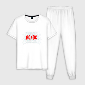 Мужская пижама хлопок с принтом AC/DC в Санкт-Петербурге, 100% хлопок | брюки и футболка прямого кроя, без карманов, на брюках мягкая резинка на поясе и по низу штанин
 | 