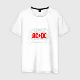 Мужская футболка хлопок с принтом AC/DC в Санкт-Петербурге, 100% хлопок | прямой крой, круглый вырез горловины, длина до линии бедер, слегка спущенное плечо. | Тематика изображения на принте: 