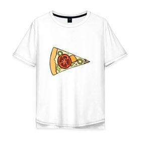Мужская футболка хлопок Oversize с принтом Кусочек пиццы в Санкт-Петербурге, 100% хлопок | свободный крой, круглый ворот, “спинка” длиннее передней части | 14 февраля | love | pizza | valentine | любовь