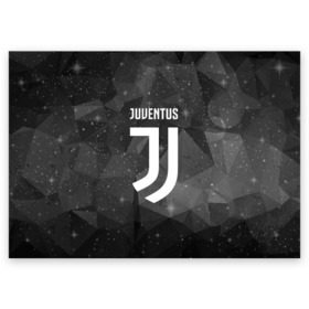 Поздравительная открытка с принтом Juventus Cosmos в Санкт-Петербурге, 100% бумага | плотность бумаги 280 г/м2, матовая, на обратной стороне линовка и место для марки
 | football | italia | juve | juventus | logo | sport | арт | италия | лига | лого | спорт | текстура | фк | футбол | футбольный клуб | эмблема | ювентус