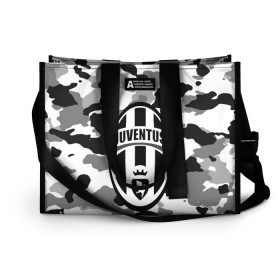 Сумка-шоппер 3D с принтом FC Juventus Camouflage в Санкт-Петербурге, 100% полиэстер | застегивается на металлическую кнопку; внутренний карман застегивается на молнию. Стенки укреплены специальным мягким материалом, чтобы защитить содержимое от несильных ударов
 | football | italia | juve | juventus | logo | sport | арт | италия | лига | лого | спорт | текстура | фк | футбол | футбольный клуб | эмблема | ювентус