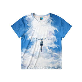 Детская футболка 3D с принтом Clouds Miku в Санкт-Петербурге, 100% гипоаллергенный полиэфир | прямой крой, круглый вырез горловины, длина до линии бедер, чуть спущенное плечо, ткань немного тянется | Тематика изображения на принте: 
