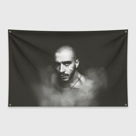 Флаг-баннер с принтом Хаски в Санкт-Петербурге, 100% полиэстер | размер 67 х 109 см, плотность ткани — 95 г/м2; по краям флага есть четыре люверса для крепления | rap | дмитрий кузнецов | рэп | рэпер | хаски