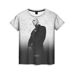 Женская футболка 3D с принтом Хаски Geometry в Санкт-Петербурге, 100% полиэфир ( синтетическое хлопкоподобное полотно) | прямой крой, круглый вырез горловины, длина до линии бедер | rap | дмитрий кузнецов | рэп | рэпер | хаски