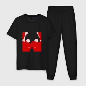 Мужская пижама хлопок с принтом Крот в Санкт-Петербурге, 100% хлопок | брюки и футболка прямого кроя, без карманов, на брюках мягкая резинка на поясе и по низу штанин
 | Тематика изображения на принте: rap | дмитрий кузнецов | рэп | рэпер | хаски