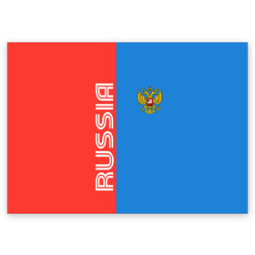 Поздравительная открытка с принтом RUSSIA в Санкт-Петербурге, 100% бумага | плотность бумаги 280 г/м2, матовая, на обратной стороне линовка и место для марки
 | russia | герб | орел | патриот | российский | россия | русский | символика | триколор