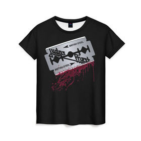 Женская футболка 3D с принтом Judas Priest в Санкт-Петербурге, 100% полиэфир ( синтетическое хлопкоподобное полотно) | прямой крой, круглый вырез горловины, длина до линии бедер | group | hard | havy | judas | metal | priest | rock | speed | группа | джудас | метал | музыка | о.м.с.к. | прайст | рок | тяжелый | хард | хэви