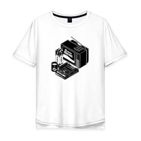 Мужская футболка хлопок Oversize с принтом Old School в Санкт-Петербурге, 100% хлопок | свободный крой, круглый ворот, “спинка” длиннее передней части | dendy | nintendo | super mario bros. | tv | денди | марио | нинтендо | тв