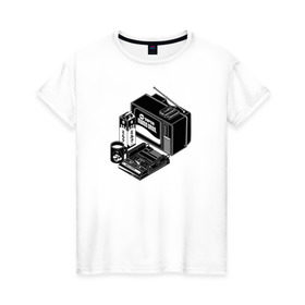 Женская футболка хлопок с принтом Old School в Санкт-Петербурге, 100% хлопок | прямой крой, круглый вырез горловины, длина до линии бедер, слегка спущенное плечо | dendy | nintendo | super mario bros. | tv | денди | марио | нинтендо | тв