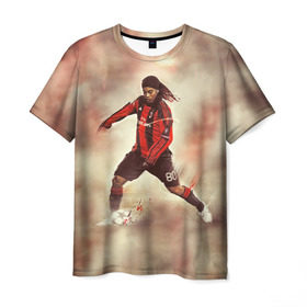 Мужская футболка 3D с принтом Ronaldinho в Санкт-Петербурге, 100% полиэфир | прямой крой, круглый вырез горловины, длина до линии бедер | ronaldinho | роналдиньо | роналдинью | рональдиньо