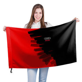 Флаг 3D с принтом AUDI SPORT в Санкт-Петербурге, 100% полиэстер | плотность ткани — 95 г/м2, размер — 67 х 109 см. Принт наносится с одной стороны | audi | ауди | марка | машины