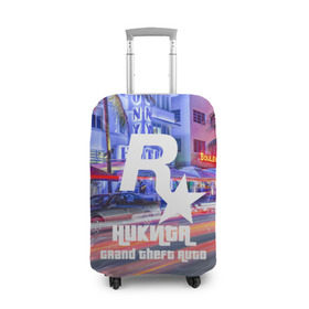 Чехол для чемодана 3D с принтом Никита в стиле GTA в Санкт-Петербурге, 86% полиэфир, 14% спандекс | двустороннее нанесение принта, прорези для ручек и колес | game | grand theft auto v | gta 5 | gta online | gta v | город | игры | имена | никита