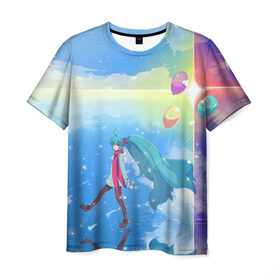 Мужская футболка 3D с принтом Lake в Санкт-Петербурге, 100% полиэфир | прямой крой, круглый вырез горловины, длина до линии бедер | anime | hatsune miku | vocaloid | аниме | вокалоид | мику хатсуне