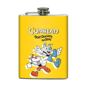 Фляга с принтом Cuphead в Санкт-Петербурге, металлический корпус | емкость 0,22 л, размер 125 х 94 мм. Виниловая наклейка запечатывается полностью | Тематика изображения на принте: cuphead | капхед | компьтерная игра