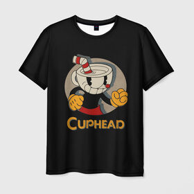 Мужская футболка 3D с принтом Cuphead в Санкт-Петербурге, 100% полиэфир | прямой крой, круглый вырез горловины, длина до линии бедер | Тематика изображения на принте: cuphead | капхед | компьтерная игра
