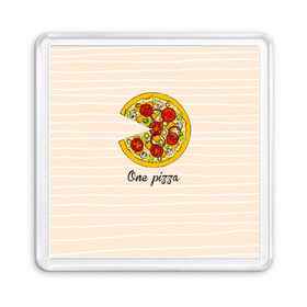 Магнит 55*55 с принтом One love, One pizza в Санкт-Петербурге, Пластик | Размер: 65*65 мм; Размер печати: 55*55 мм | 14 февраля | love | pizza | valentine | любовь