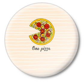Значок с принтом One love, One pizza в Санкт-Петербурге,  металл | круглая форма, металлическая застежка в виде булавки | Тематика изображения на принте: 14 февраля | love | pizza | valentine | любовь