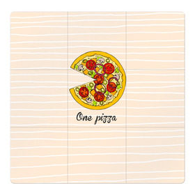 Магнитный плакат 3Х3 с принтом One love, One pizza в Санкт-Петербурге, Полимерный материал с магнитным слоем | 9 деталей размером 9*9 см | Тематика изображения на принте: 14 февраля | love | pizza | valentine | любовь