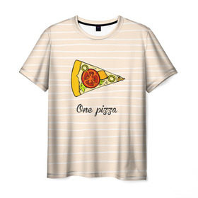 Мужская футболка 3D с принтом One Love, One Pizza в Санкт-Петербурге, 100% полиэфир | прямой крой, круглый вырез горловины, длина до линии бедер | Тематика изображения на принте: 