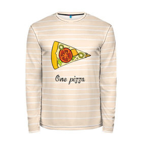 Мужской лонгслив 3D с принтом One Love, One Pizza в Санкт-Петербурге, 100% полиэстер | длинные рукава, круглый вырез горловины, полуприлегающий силуэт | Тематика изображения на принте: 