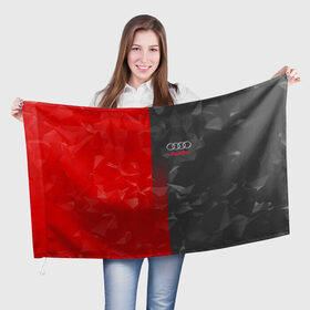 Флаг 3D с принтом AUDI SPORT в Санкт-Петербурге, 100% полиэстер | плотность ткани — 95 г/м2, размер — 67 х 109 см. Принт наносится с одной стороны | ауди | машины