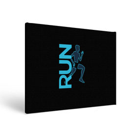 Холст прямоугольный с принтом RUN в Санкт-Петербурге, 100% ПВХ |  | бег | зал | здоровья | сила | синий | спорт | темный | человек