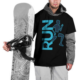 Накидка на куртку 3D с принтом RUN в Санкт-Петербурге, 100% полиэстер |  | Тематика изображения на принте: бег | зал | здоровья | сила | синий | спорт | темный | человек