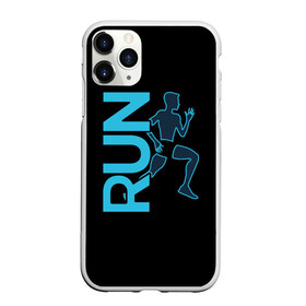 Чехол для iPhone 11 Pro матовый с принтом RUN в Санкт-Петербурге, Силикон |  | бег | зал | здоровья | сила | синий | спорт | темный | человек