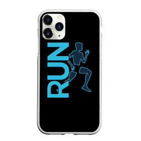 Чехол для iPhone 11 Pro Max матовый с принтом RUN в Санкт-Петербурге, Силикон |  | бег | зал | здоровья | сила | синий | спорт | темный | человек