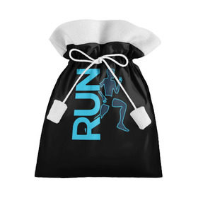 Подарочный 3D мешок с принтом RUN в Санкт-Петербурге, 100% полиэстер | Размер: 29*39 см | бег | зал | здоровья | сила | синий | спорт | темный | человек