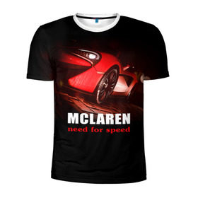 Мужская футболка 3D спортивная с принтом McLaren - жажда скорости в Санкт-Петербурге, 100% полиэстер с улучшенными характеристиками | приталенный силуэт, круглая горловина, широкие плечи, сужается к линии бедра | auto | mclaren 570s | авто | автомобиль | машина | суперкар | тачка