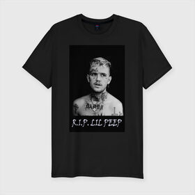 Мужская футболка премиум с принтом Lil Peep - 109 в Санкт-Петербурге, 92% хлопок, 8% лайкра | приталенный силуэт, круглый вырез ворота, длина до линии бедра, короткий рукав | lil peep | лил пип | маленький пип