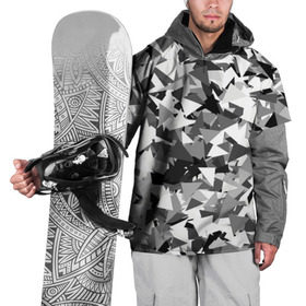 Накидка на куртку 3D с принтом Городской серый камуфляж в Санкт-Петербурге, 100% полиэстер |  | армия | геометрический | геометрия | маскировка | милитари | паттерн | текстура | треугольники | чернобелый