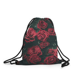 Рюкзак-мешок 3D с принтом Цветы Розы в Санкт-Петербурге, 100% полиэстер | плотность ткани — 200 г/м2, размер — 35 х 45 см; лямки — толстые шнурки, застежка на шнуровке, без карманов и подкладки | 8 | день | женский | женский день | красная | любовь | марта | роза | розы | цветы