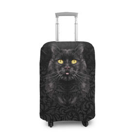 Чехол для чемодана 3D с принтом Чёрный котик в Санкт-Петербурге, 86% полиэфир, 14% спандекс | двустороннее нанесение принта, прорези для ручек и колес | кошка | чёрная