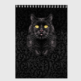 Скетчбук с принтом Чёрный котик в Санкт-Петербурге, 100% бумага
 | 48 листов, плотность листов — 100 г/м2, плотность картонной обложки — 250 г/м2. Листы скреплены сверху удобной пружинной спиралью | Тематика изображения на принте: кошка | чёрная