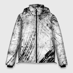Мужская зимняя куртка 3D с принтом Серые штрихи в Санкт-Петербурге, верх — 100% полиэстер; подкладка — 100% полиэстер; утеплитель — 100% полиэстер | длина ниже бедра, свободный силуэт Оверсайз. Есть воротник-стойка, отстегивающийся капюшон и ветрозащитная планка. 

Боковые карманы с листочкой на кнопках и внутренний карман на молнии. | Тематика изображения на принте: abstraction | watercolor | абстракция красок | акварель | брызги красок | живопись | краска | потертость красок | размытые краски | текстуры | черно белый | яркие | яркие краски
