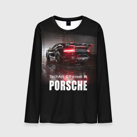 Мужской лонгслив 3D с принтом Porsche GTstreet R в Санкт-Петербурге, 100% полиэстер | длинные рукава, круглый вырез горловины, полуприлегающий силуэт | auto | porsche 911 | turbo s | авто | автомобиль | машина | спорткар | суперкар | тачка