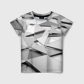 Детская футболка 3D с принтом Gray triangle в Санкт-Петербурге, 100% гипоаллергенный полиэфир | прямой крой, круглый вырез горловины, длина до линии бедер, чуть спущенное плечо, ткань немного тянется | 