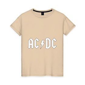Женская футболка хлопок с принтом AC/DC в Санкт-Петербурге, 100% хлопок | прямой крой, круглый вырез горловины, длина до линии бедер, слегка спущенное плечо | ac dc | acdc | high voltage | ангус | металл | рок | фсвс | эй си ди си | эйсидиси | янг