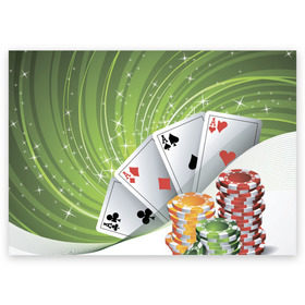 Поздравительная открытка с принтом Покер Старс в Санкт-Петербурге, 100% бумага | плотность бумаги 280 г/м2, матовая, на обратной стороне линовка и место для марки
 | Тематика изображения на принте: игра | казино | каре | карты | роял | сет | стрит | туз | удача | флеш | фул | хаус