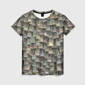Женская футболка 3D с принтом Доллары США в Санкт-Петербурге, 100% полиэфир ( синтетическое хлопкоподобное полотно) | прямой крой, круглый вырез горловины, длина до линии бедер | dollar | forex | usa | банкноты | богатство | валюта | деньги | доллар | купюры | паттрен | трейдер | чешуя