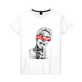 Женская футболка хлопок с принтом lil peep в Санкт-Петербурге, 100% хлопок | прямой крой, круглый вырез горловины, длина до линии бедер, слегка спущенное плечо | lil peep | лил пип | маленький пип